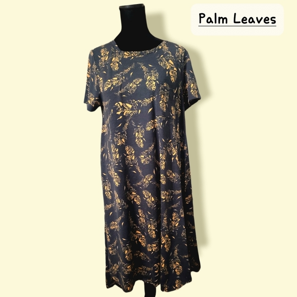 LuLaRoe Carly High Low Hem Dress Palm Leaf Print Size Small - Picture 1 of 6